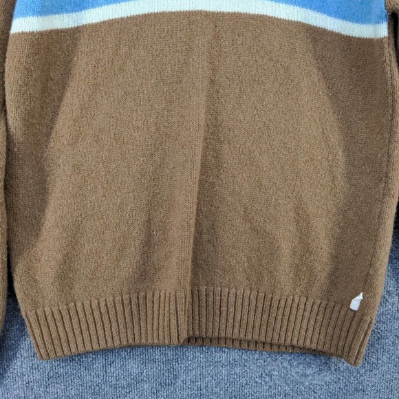 Timberland Men's 1/4 Zip Pullover Knit Sweater Brown XL Chest Stripe Lambswool - Picture 4 of 13